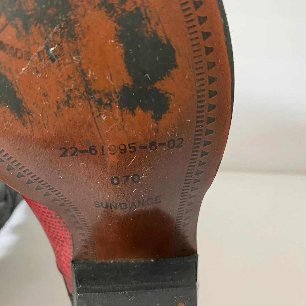 Flings Sundance Red Black Leather Cowboy Boots - Picture 8 of 9